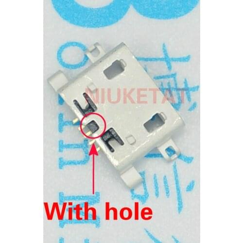 50pcs Micro USB Connector 5pin 0.8mm B Type With hole Female For Mobile Phone Micro USB Jack Connector 5 pin Charging Socket
