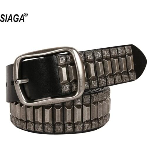 New Brand 2020 Design Personalized Rivet Hip-hop Punk Style Cow Belt Quality Cow Skin Leather Belts for Men & Women SA022