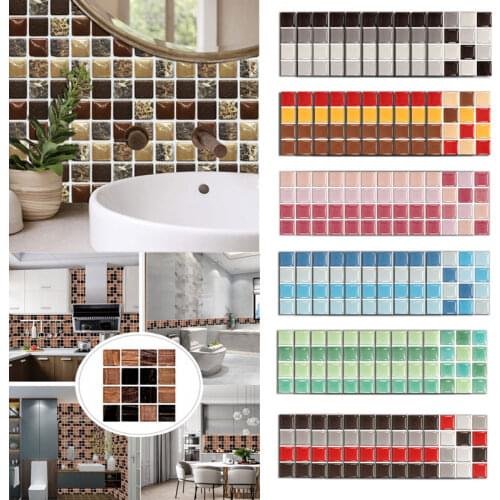 Mosaic Wall Tile Peel Stick Self adhesive Backsplash DIY Kitchen Bathroom Home Cupboard Sticker Decor 3D Waterproof Wallpaper