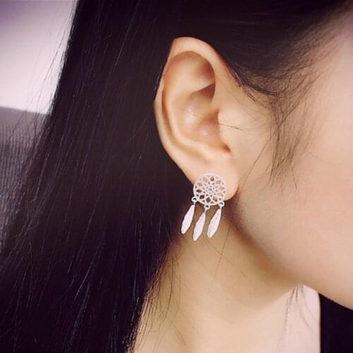 New Fashion Bohemia Nationality Indian Feather Dream Catcher Dreamcatcher Drop Earrings For Women Jewelry High Quality
