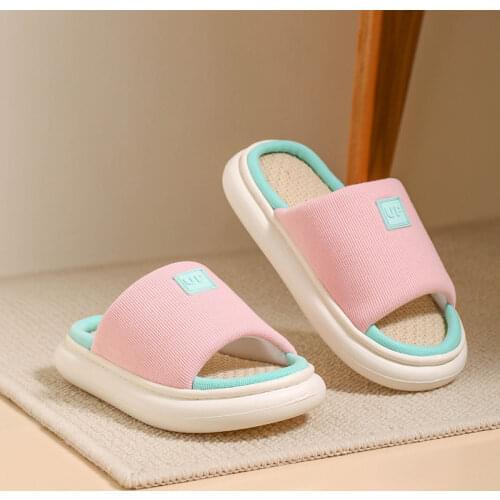 Mo Dou 2021 New Spring Home Cotton Slippers All Season Flip Flops EVA Hemp Indoor Women Couples Men Thick Sole Japanese Style