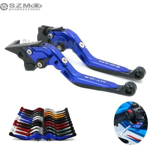 For YAMAHA MT-03 MT03 MT 03 2005-2009 2008 Front Rear Brake Lever Motorcycle Adjustabale Folding Extendable With Logo Blue Red