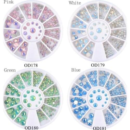 1pc Nail Art Rhinestone Decoration in Wheel Opal Color Flat-back Glass Rhinestone in wheel 6 Sizes
