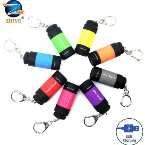 LED Mini Flashlight Portable Flashlight Keychain Small Outdoor Waterproof Built-in Battery USB Rechargeable Camping Flashlights