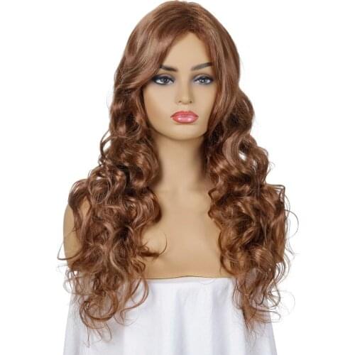 Loose Deep Hair Synthetic Wigs For Women Brown Color Wigs Medium Long Synthetic Wig 20 inches Heat Resistant Fiber Synthetic Wig