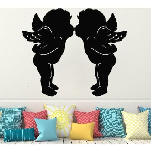 Vinyl Wall Sticker for kids Bedroom decoration Angel Cute Baby Wings Nursery Kids Girls Boys Teenager Room Decal decor HY753