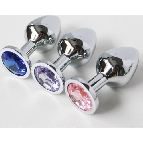 High Quality Anal Plug L Size 10 Colors Large Butt Plug Toys Anal Insert Stainless Steel Metal Plated Jeweled Sex Toys