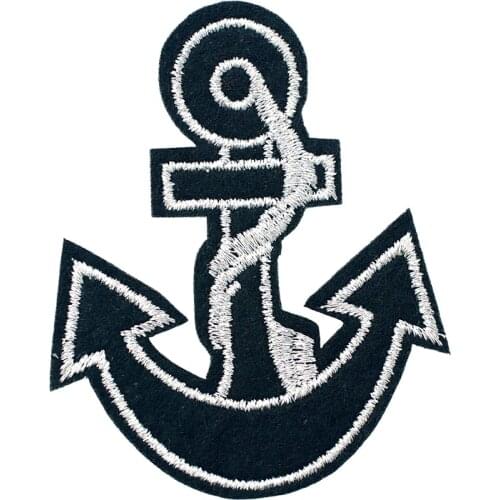Anchor (Size:4.8X5.8cm) Embroidered Patch Iron on Sewing Applique Cute Fabric Clothes Shoes Bags DIY Decoration