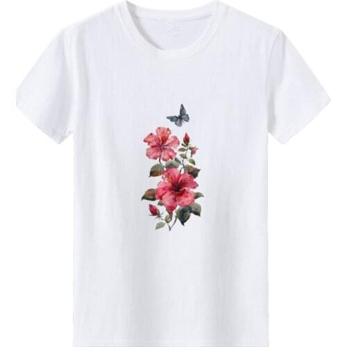 Floral Print Woman Tshirts Top Harajuku Casual Short Sleeve T-shirt Women Cotton O-neck Loose Women T Shirt Fashion Wild Top