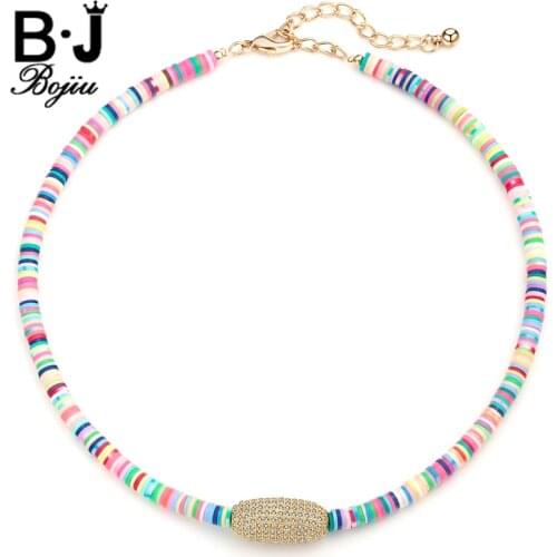 Bojiu Women Choker Necklace Colorful Young Energetic Short Chain Necklace For Girl Zircon Pendant Necklaces NKS037