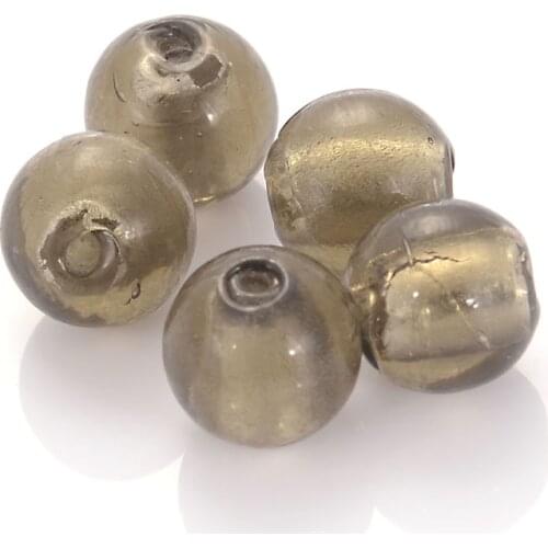 10 Pcs/Lot 14mm Glass Chamilia Bead Round Silver Foiled Glass Lampwork Spacer Beads For Diy Jewelry Making Accessories , 7colors