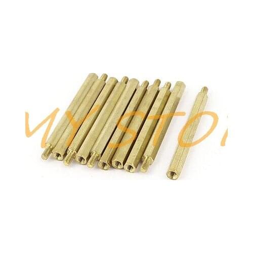 10PCS M3*50mm+6mm Male Thread Brass Column Hexagon Stand-off Spacers