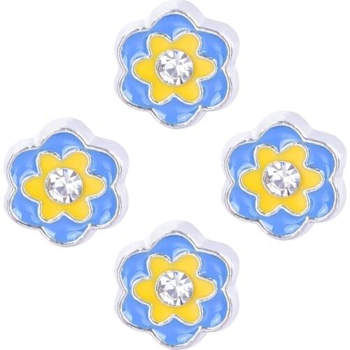 F245 Crystal Blue Yellow Color Flower Floating Locket Charms For Glass Living Locket 8*9mm