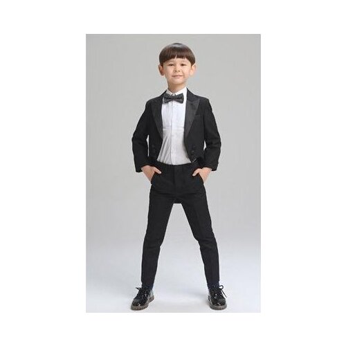 2017 fashion Brand Formal Boys Suits for Weddings Black Tuxedo Suit Boys Blazers Kids Boys Formal Suit Boy 5pcs/set freeshipping