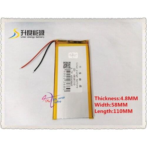 3.7V 4500mAh 4858110 Polymer lithium ion / Li-ion battery for power bank tablet pc mp3 mp4 GPS cell phone speaker
