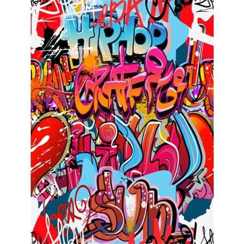 5*6.5ft Children Background Vinyl Backdrop for Photography Amazing Cool Graffiti Wall Ground Clouds Construction Photo Props