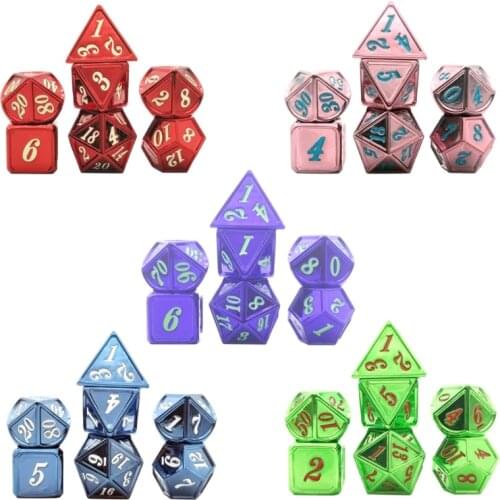 7pcs/set Deluxe Metal Dice Polyhedral Game Dice Set RPG MTG Board Game Dice D4 D6 D8 D10 D12 D20