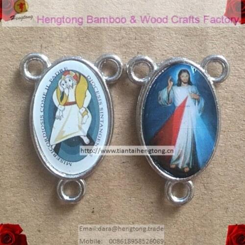 80pcs/PACK Free ship rosary centerpiece,3 hole center,Divine Mercy charm,merciful jesus Charm, icon centerpiece