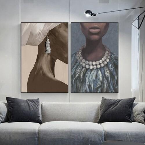 African Art Black Woman Canvas Art Oil Painting Amercian Cuadros Posters and Prints Wall Art Picture for Room Home Decoration