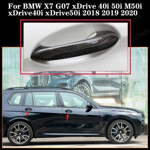 Car Styling Real Carbon Fiber Exterior Door Handle Cover Protextive Trim For BMW X7 G07 xDrive 40i 50i xDrive50i 2018 2019 2020