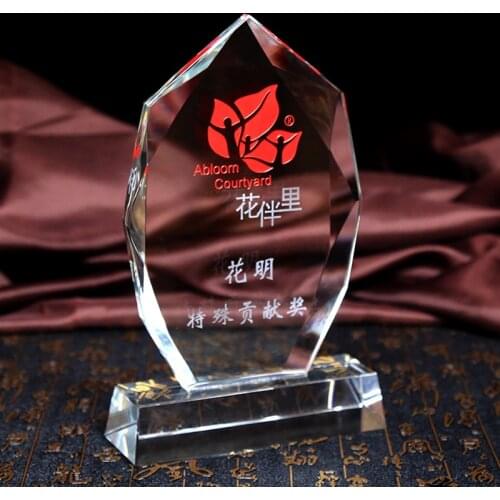 Free Custom Engraving 1PC Facet Crystal Flame Trophy Award Glass Sports Medal