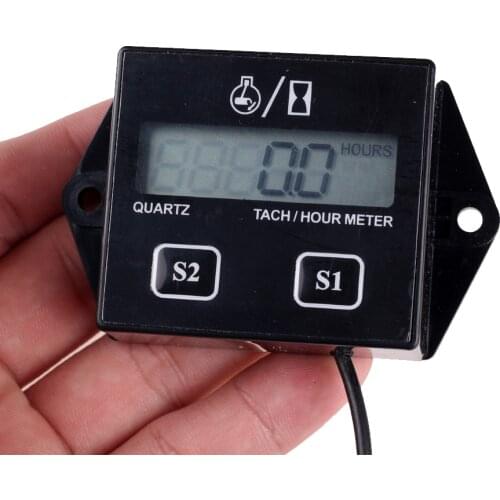 Digital Tachometer Hour Meter Spark Plugs 2&4 Stroke Engine RPM Tacho Tach Gauge Spin For Car Boat Motorcycle Bike LCD Display