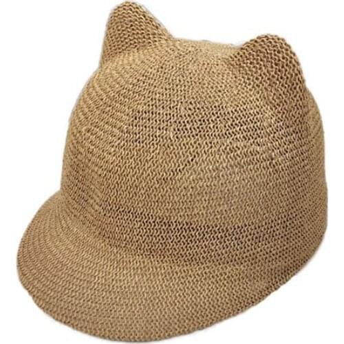 Baby Sun Hat Breathable with Ears Beach Kids Snapback Hats CNew Straw Baby Cap for Boy Girl Solid Summer hildren Baseball Caps