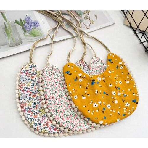 Baby Tassel Saliva Towel Floral Vintage Newborn Photography Double Side Bibs Props Bandana Countryside Costume Kids Burp Cloth