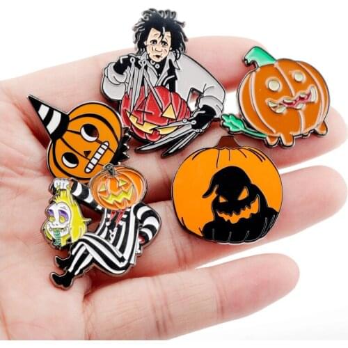 Halloween Jewelry Brooch Ghost Skull Pumpkin Brooches&Pins Cartoon Enamel Pin Brooches for Women Men Children Gift