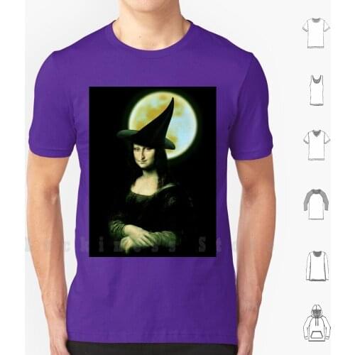 Halloween Mona Lisa Witch T Shirt DIY Cotton Big Size S-6xl Mona Lisa Da Vinci Halloween Witch Spoofing The Arts Witchy Woman
