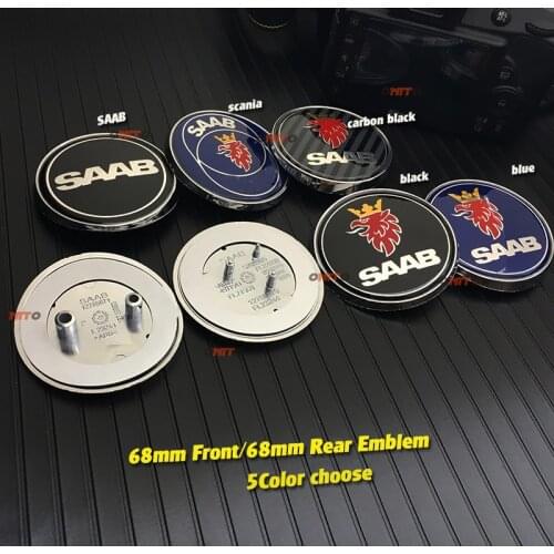 2pc Free shipping 68mm car front hood bonnet emblem rear Truck badge stickers for 03-10 9-3 9-5 93 95 auto accessories