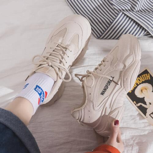 Chunky Sneakers for Women 2021 Autumn Fashion Mesh Breathable Casual Female White Platform Tennis Sports Shoes Zapatillas Mujer