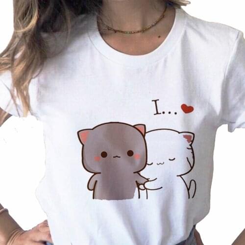 Cute Animal Funny Love series print ladies T-shirt casual basis O-collar white shirt short sleeve ladies T-shirt,Drop Ship