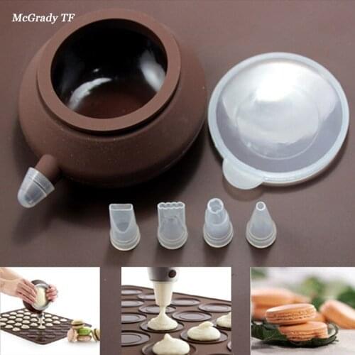 Cake Muffin Macaroon Macaron Piping Kitchen Decorating Tip Sets Bakery Decorative Silicone icing Baking Tool Pot 4 Nozzles Set
