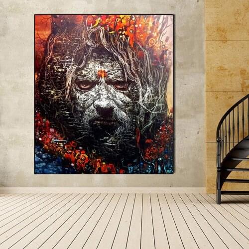 AAVV Nature Art Burning Man, Old Man Wall Painting Canvas For Wall Art Decoration Oil Painting Picture Home For Living Room