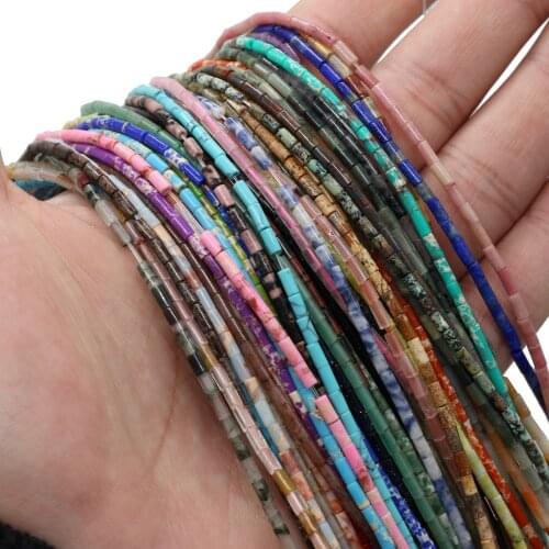 Natural Stone Quartzs Beads Cylindrical Sodalite Emperor Stone for DIY Bracelet Necklace Accessories Jewelry Making Size 3x4mm