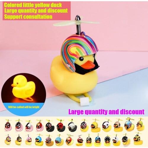 New Bicycle Duck Bell with Light Broken Wind Small Yellow Color Duck MTB Road Bike Motor Helmet Riding Cycling Accessories 2020