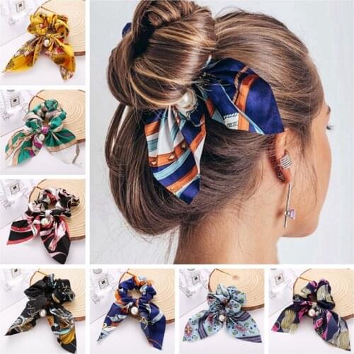 New Chiffon Bowknot Elastic Hair Bands For Women Girls Solid Color Scrunchies Hair Ties Ponytail Holder Headband Hair Accessorie