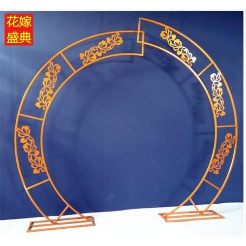 New wedding props: Crescent arch, iron art, baking paint, golden arch, round flower arranging door