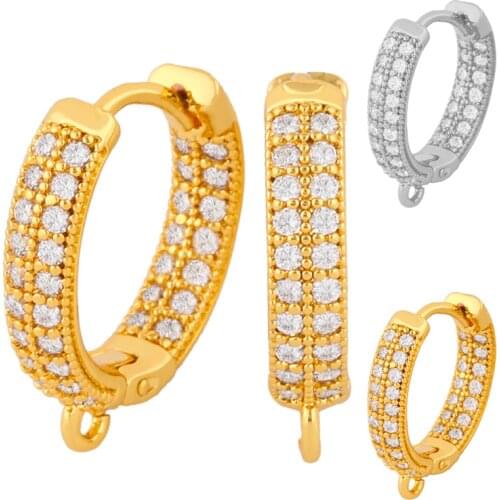 OCESRIO Gold Handmade Bead Round Zircon Earrings Hooks For Women With White Stone Crystal Bohemian Hollow Out Jewelry erha058