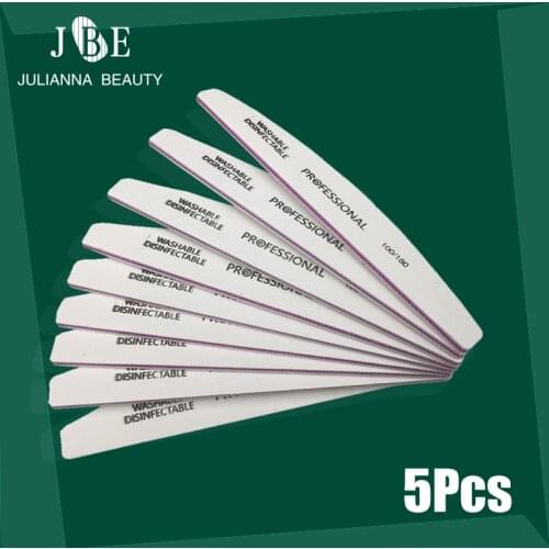 5Pcs New Professionel Nail File 100/180 Grit Kit Gel Nail Files Set White Moon Style Acrylic Nail File Block Care Beauty Tools