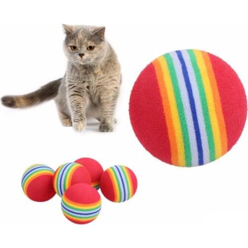 10Pcs Colorful Cat Training Ball Toy Interactive Cat Toys Play Chewing Rattle Scratch Natural Foam Ball Training Pet Supplies
