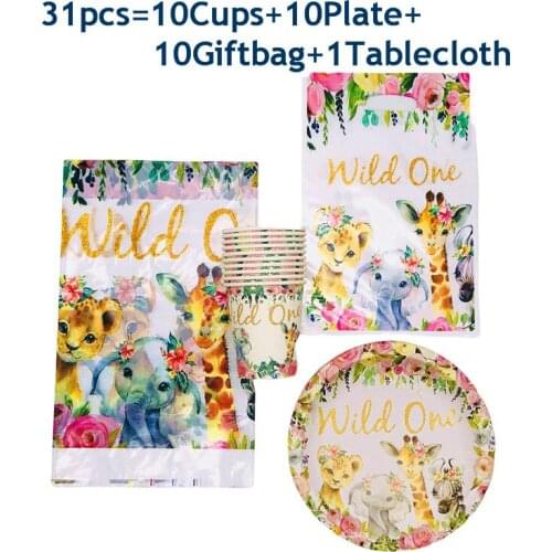 Pink Wild One Birthday Party Balloon Jungle Safari Party Forest Decoration Girls First 1st Birthday Safari Jungle Party Supplies