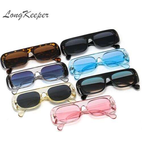 LongKeeper Vintage Small Thick Square Women Sunglasses Fashion Rectangle Sun Glasses UV Protection Ladies Rivet Eyewear Oculos