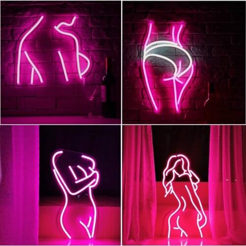 Girls LED Neon Sign Lights Female Model Acrylic Wall Hanging Body Neon Lights for Bar Party Club Home Bedroom Decor Xmas Gift
