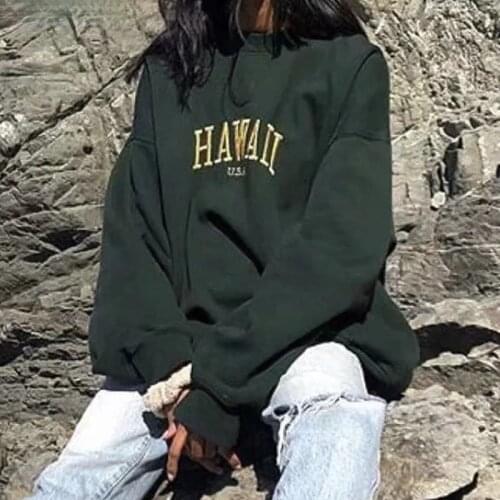 Oversize girls letter embroidery sweatshirts ladies soft cotton pullovers autumn fashion female casual sweatshirt women