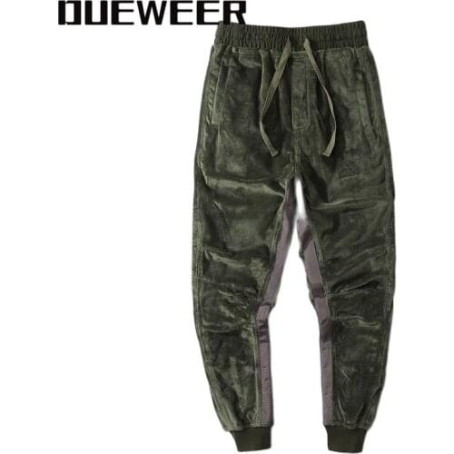 Dueweer High Street Retro Velvet Harem Side Webbing Hip Hop Joggers Pants Men Women Harajuku Warm Baggy Sweatpants Autumn Winter