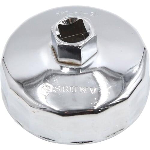 Uxcell 75mm 14 Flutes Silver Tone Metal Car Oil Filter Cap Wrench Socket Remover Tool