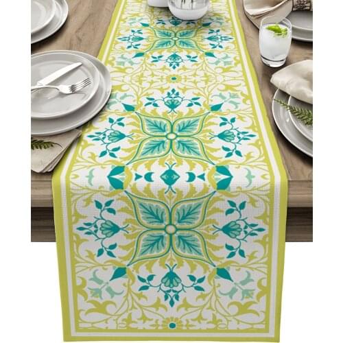 Vintage Farmhouse Style Pattern Table Runner Kitchen Decor Tablecloth Placemat Hotel Home Wedding Decor Table Runners