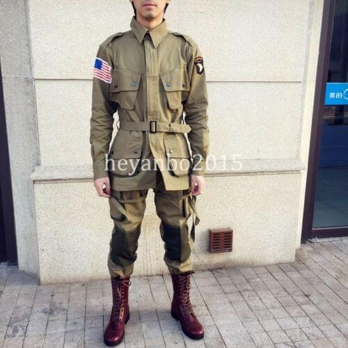 WWII WW2 US Army Airborne Paratrooper 1942 M42 Field Jacket Trousers Military uniform SET Soldier Military War Reenactments